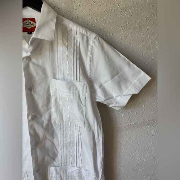 San Cristobal Short Sleeve‎ 4-Pocket Havana Classic Guayabera Small White Casual - Picture 6 of 12